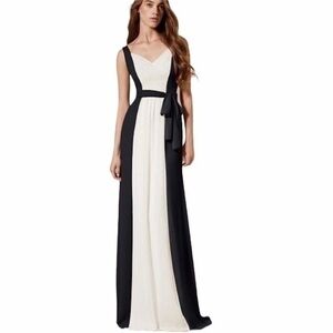 White By Vera Wang V-Neck Mermaid Black/White Gown Wedding Prom Dress Sz 2